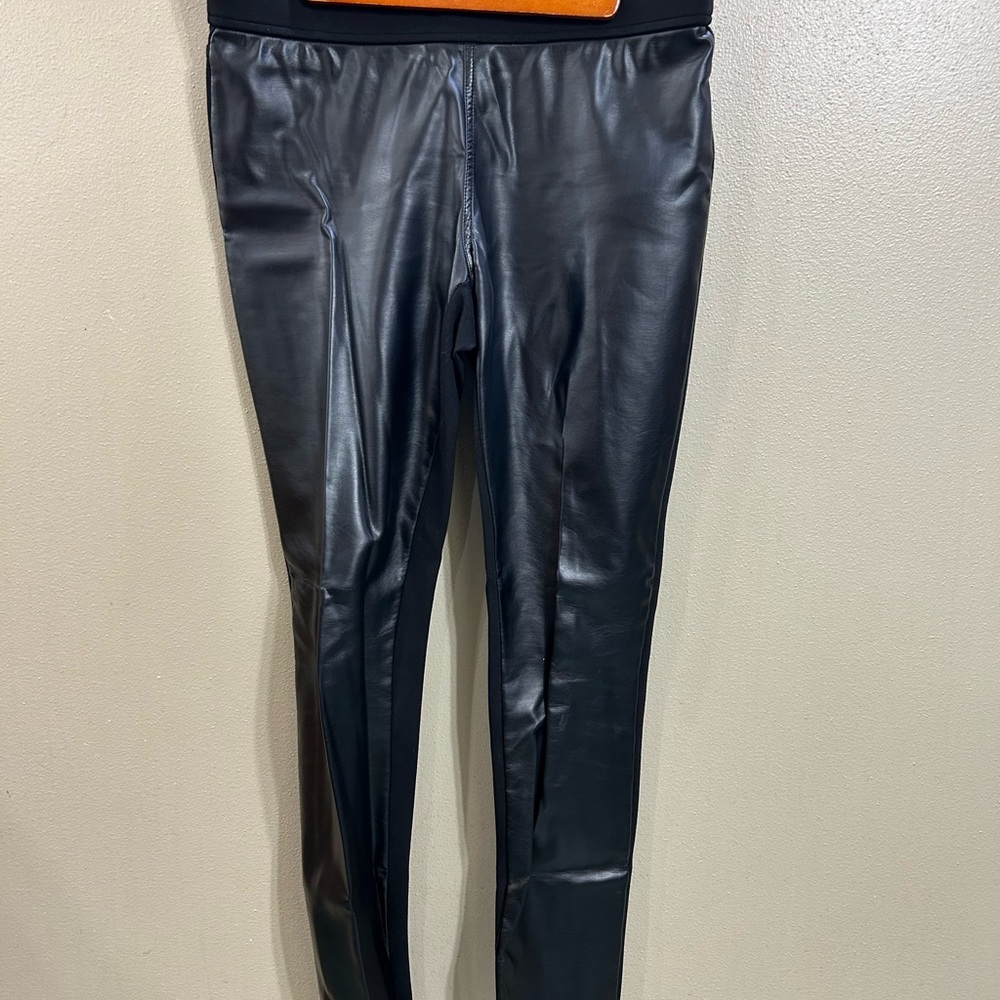 Lauren Ralph Lauren Faux Leather Panel Ponte Pants Lefggings Black Size 10